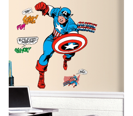 מדבקת קיר ענקית של קפטן אמריקה גיבור העל
