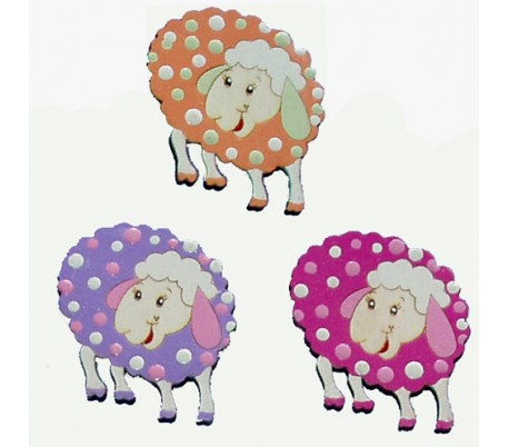 חיתוכי לייזר צבעוניים - 3 כבשים