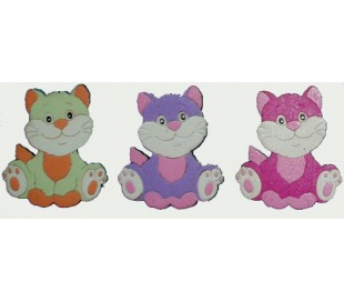 חיתוכי לייזר צבעוניים - 3 חתולים