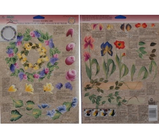 דף תירגול רב פעמי לציור דקורטיבי - סידורי פרחים