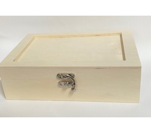 קופסאת עץ בנונית עם מכסה מסגרת