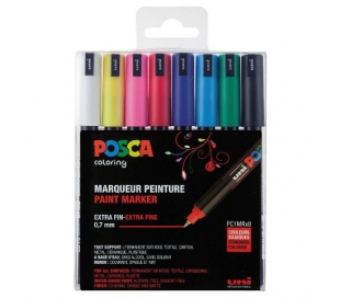  POSCA 1MR- סט 8 טושים אקרילים דקים פוסקה 