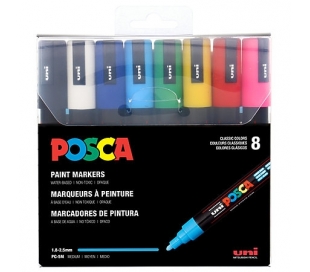 POSCA 5M- סט 8 טושים אקרילים דקים פוסקה