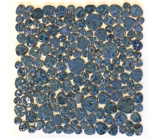 אבני פאבל קרמיקה מעוטרים כחול בנוני עם עיגולים בהירים