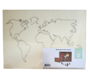 לוח מפת העולם מעץ ליצירה