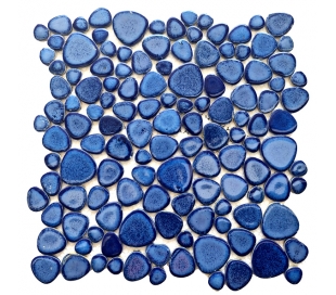 אבני פאבל קרמיקה מעוטרים בגווני כחול לבן פנינה