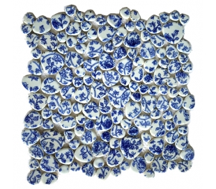 אבני פאבל קרמיקה עם ציור פרחוני כחול