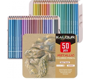 עפרונות צבעוניים מטאלים במארז 50 יחידות