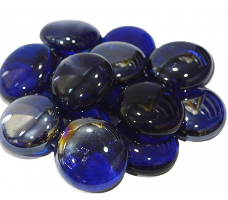 אבני זכוכית - נגצים גדולים כחול כהה שקוף 200 גרם