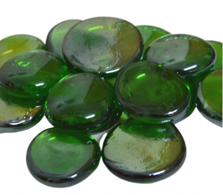  אבני זכוכית - נגצים גדולים ירוק כהה שקוף 200 גרם