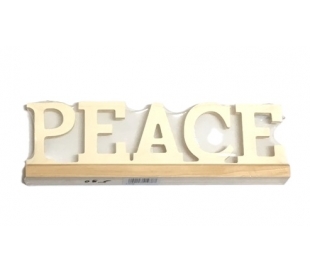 שלט עץ עם בסיס PEACE