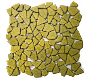 משטח 30*30 שברי קרמיקה מעוטרים - חום צהוב