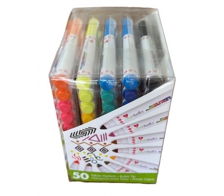 1+1 מתנה 50 טושי בד צבעוניים   