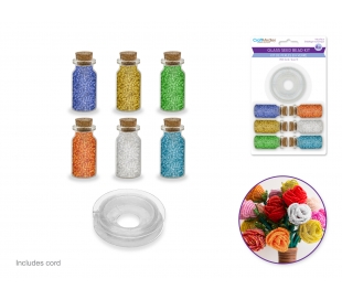 חרוזי זכוכית ב 6 גווניבסיס כולל חוט