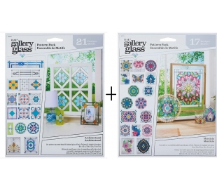 שבלונות דוגמאות מנדלה לציור על זכוכית  1+ 1