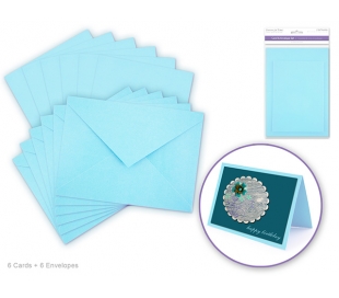 סט של 6 כרטיסי ברכה ומעטפות חלקות - כחול בייבי