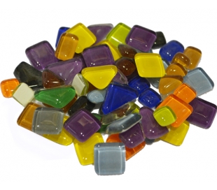 מארז 1/2 ק"ג פסיפס זכוכית קריסטל צבעוני -צורות שונות 