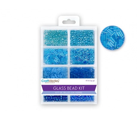 חרוזי זכוכית 8 סוגים - כחולים