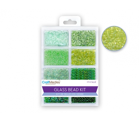 חרוזי זכוכית מותאמים 8 סוגים - ירוקים